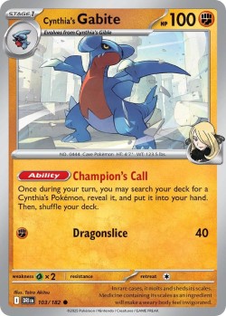 Carte Pokémon: Cynthia's Gabite
