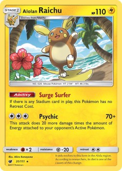Carte Pokémon: Alolan Raichu