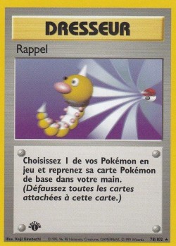 Carte Pokémon: Rappel
