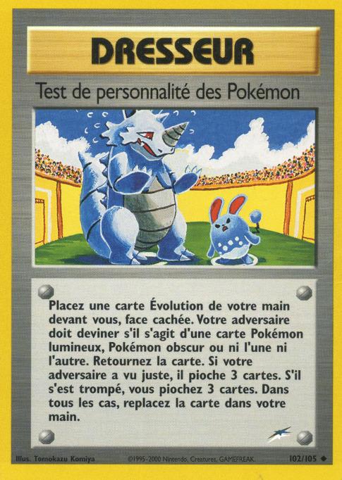 Carte Pokémon: Test de personnalité des Pokémon